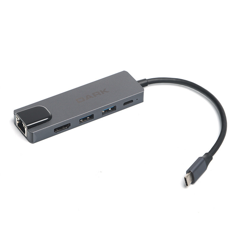 DARK Dark USB 3.1 Type-C to Ethernet/HDMI/USB/USB-C PD Çevirici Çok [DK-AC-U31X46] Resim-1