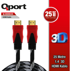 Qport 25 Metre Q-Hdmi25 1.4V Altın U&Ccedil;Lu Hdmi Kablo