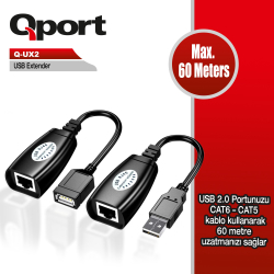 Qport (Q-Ux2) 60 Metre Cat5/Cat6 Usb Extender 2&#039;Li Paket