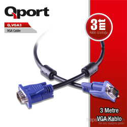 Qport 3 Metre 15Pin Filtreli Vga Monit&Ouml;R Kablosu (Q-Vga3)