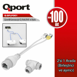 Qport Q-Splpoe1 Poe Splitter 2-İn-1 Ağ Konnekt&Ouml;R&Uuml;+ 3 Yollu Rj45 Konnekt&Ouml;R&Uuml;
