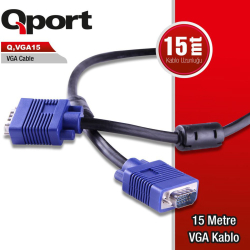 Qport 15 Metre 15Pin Filtreli Vga Monit&Ouml;R Kablosu (Q-Vga15)