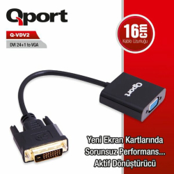 Qport Dvi To Vga 24+1 &Ccedil;Evirici (Q-Vdv2)