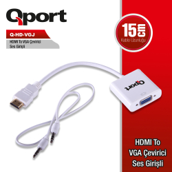 Qport Hdmi To Vga Ses Girişli &Ccedil;Evirici (Q-Hd-Vgj Hvj)