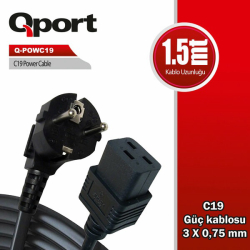 Qport 1.5 Metre C19 G&Uuml;&Ccedil; Kablosu (Q-Powc19)