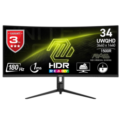 34&Quot; Msi Mag 342Cqr E2 1Ms 180Hz 3440X1440 2Xhdmi Dp Va Curved Gaming Monit&Ouml;R