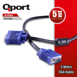 Qport 5 Metre 15Pin Filtreli Vga Monit&Ouml;R Kablosu (Q-Vga5)