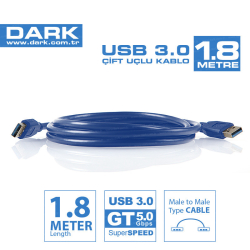 Dark 1.8 Metre Usb 3.0 Erkek - Erkek Data Kablosu [Dk-Cb-Usb3Al180]