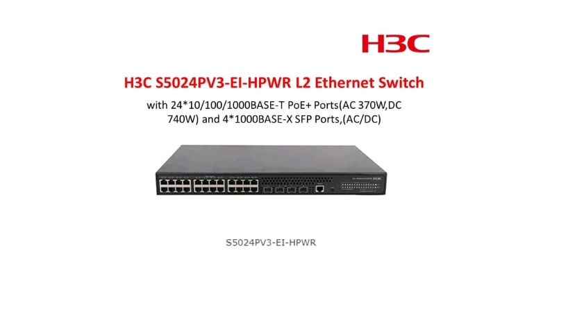 H3C  24Port Gigabit PoE 4SFP L2 PoE+(370W) Yönetilebilir Switch(S5024PV3-EI-HPWR) Resim-1