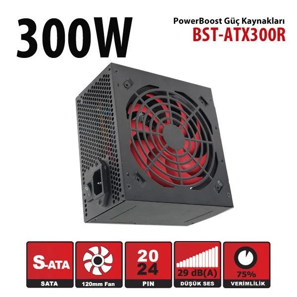 PowerBoost BST-ATX300R 300W PPFC 12cm Power Supply