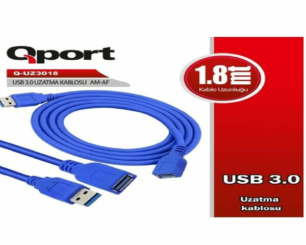 Qport 1.8 Metre USB 3.0 Uzatma Kablosu (Q-UZ3018)