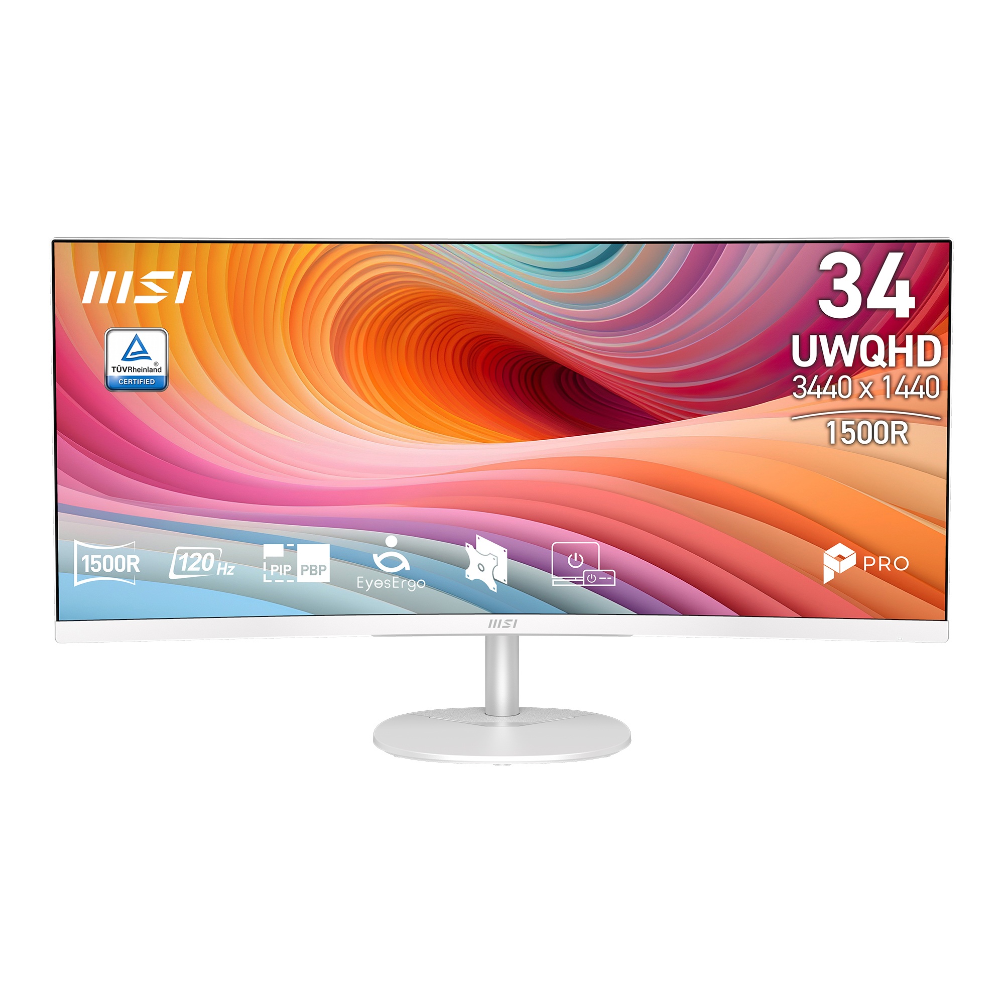 34" MSI PRO MP341CQW E12 1ms 120Hz 3440x1440 HDMI DP VA Beyaz Curved Monitör