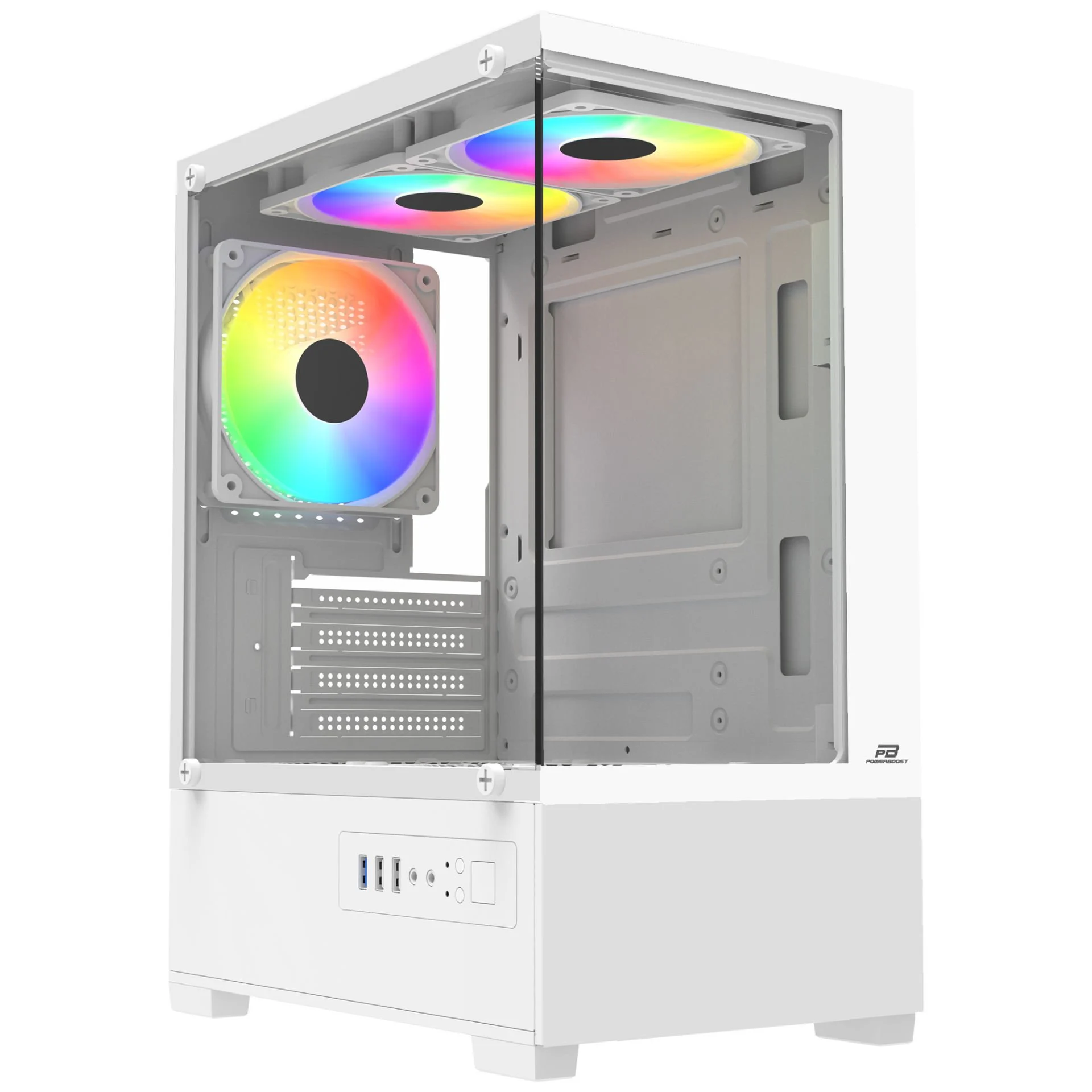 PowerBoost PB-M5001W 500W 3x12cm Rainbow Fanlı USB 3.0 M-ATX Gaming Beya Kasa