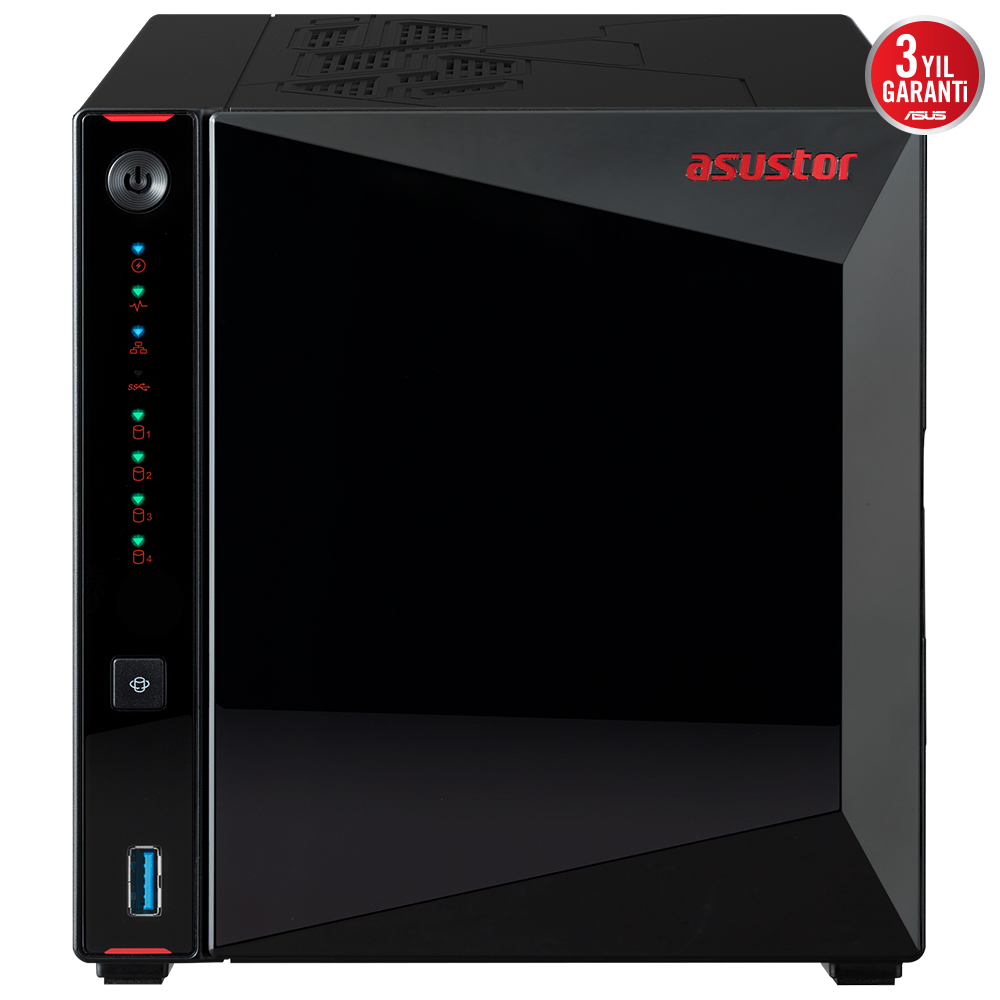 Asustor AS5404T 4xDisk(4x22TB'a Kadar) 4GB DDR4 2x2.5GbE Nas Yedekleme Ünitesi