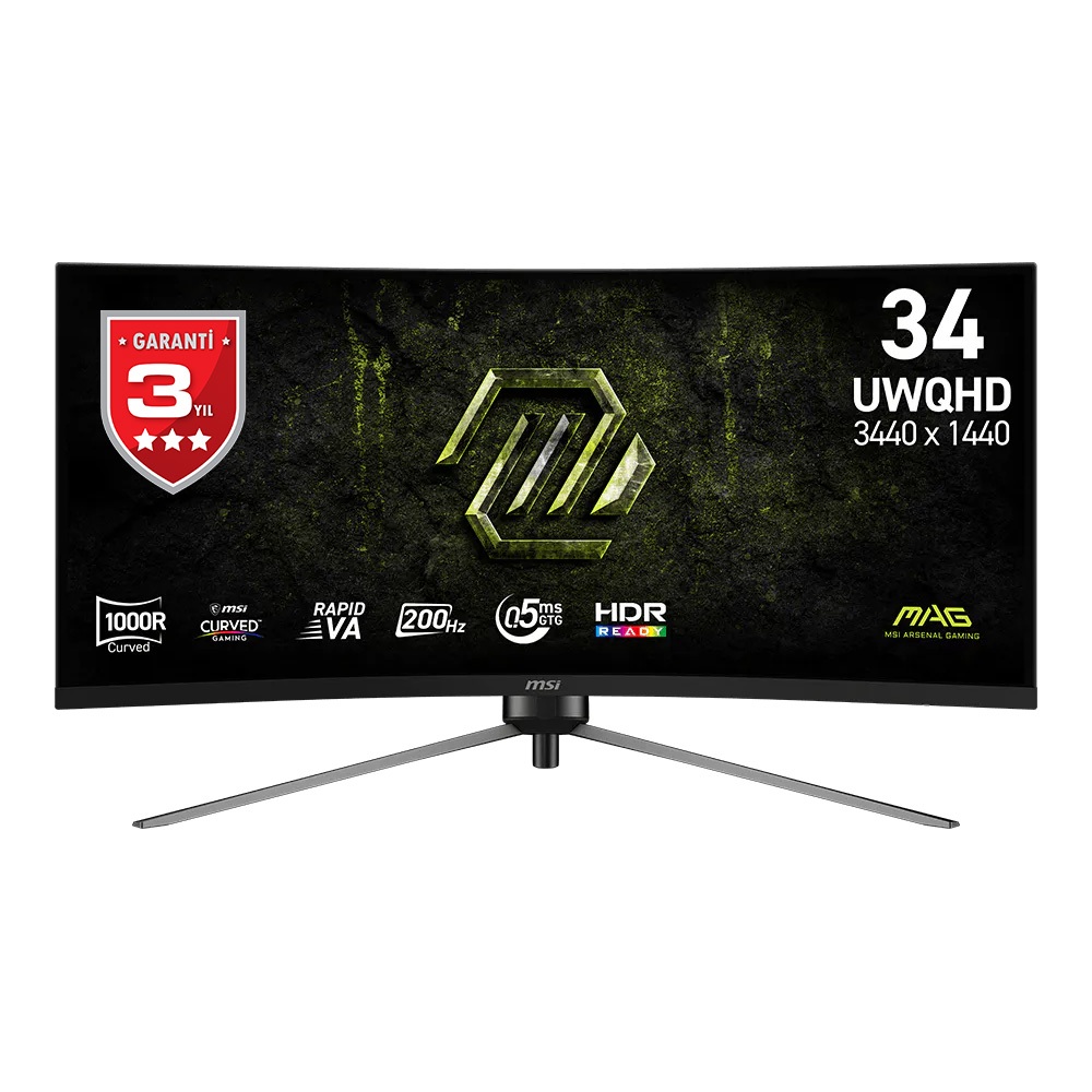 34" MSI MAG 345CQRF E20 0.5ms 200Hz 3440x1440 2xHDMI DP VA Curved Gaming Monitör