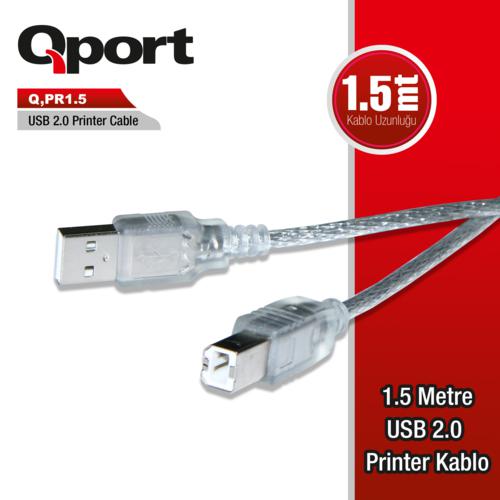Qport 1.5 Metre Usb 2.0 Yazıcı Kablosu [Q-PR1.5]
