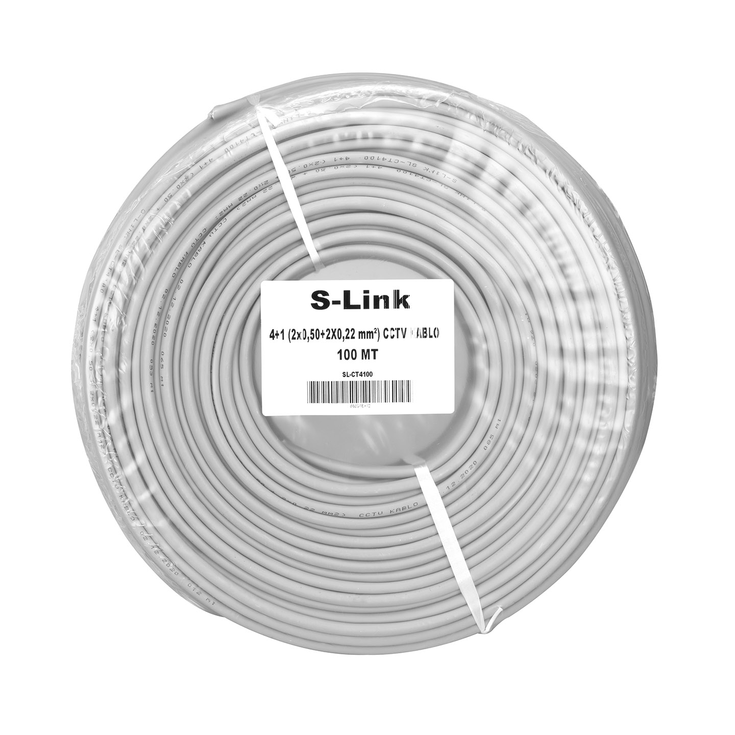 S-LINK S-link SL-CT4100 4+1 2x0.50 (22x0.18 CCA) Folyolu Lüks 100M CCTV Kablo Resim-1