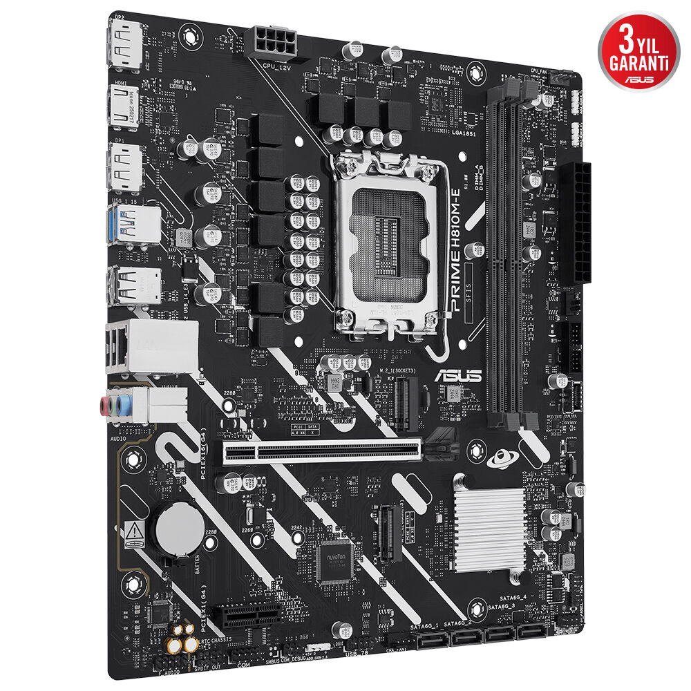 Asus PRIME H810M-E-CSM DDR5 1851P DDR5 6400(OC) HDMI DP 2xM2 USB3.2 RGB mATX