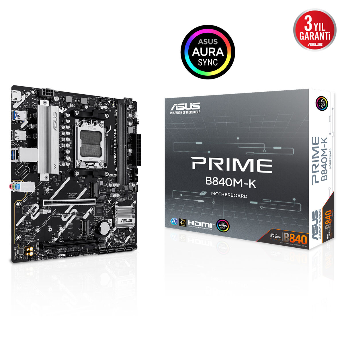 Asus PRIME B840M-K AM5 DDR5 8000(OC) HDMI 2xM2 USB 2.5 GBit RGB mATX