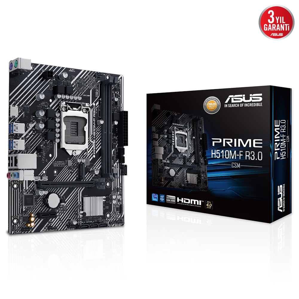 Asus PRIME H510M-F R3.0-CSM 1200P DDR4 3200 HDMI M2 USB3.2 mATX (10-11 nesil)