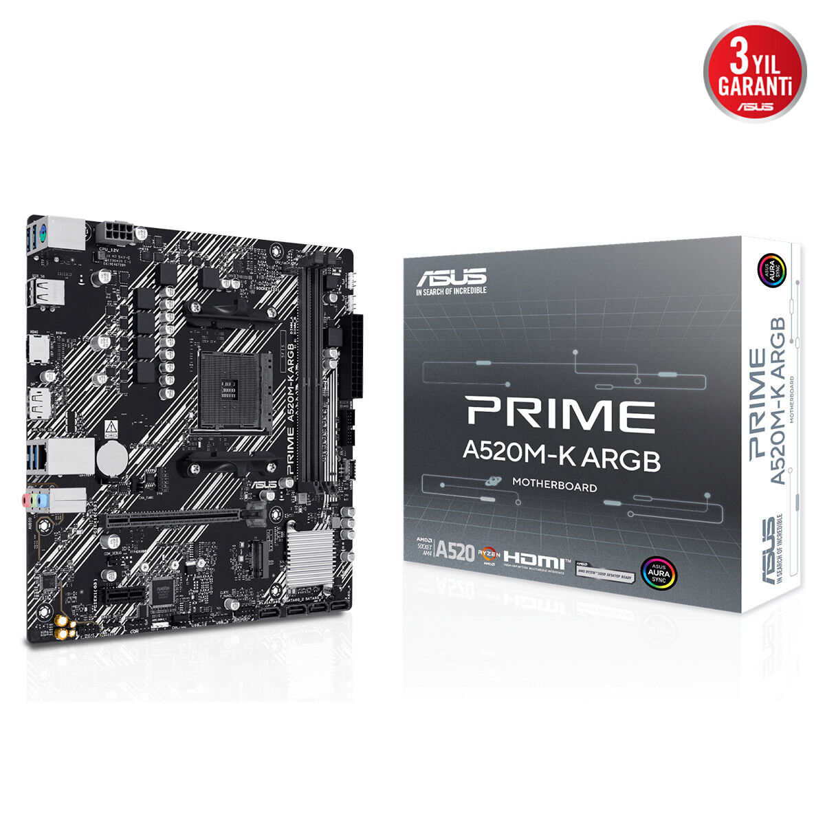 Asus PRIME A520M-K ARGB AM4 DDR4 3200 HDMI VGA DP M2 USB3.2 mATX