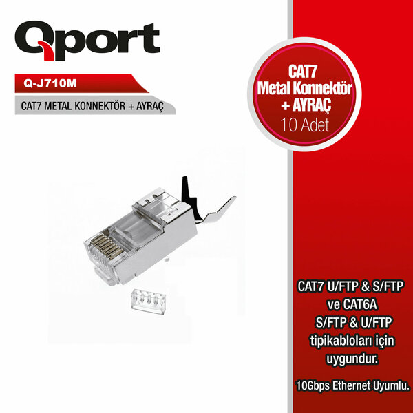 Qport Q-J710M CAT7 Konnektör [Ayraç] (10' lu Paket)
