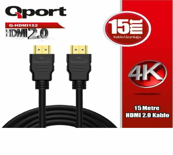 Qport 15 Metre Q-HDMI152 2.0V 4K 60Hz Altın Uçlu HDMI Kablo