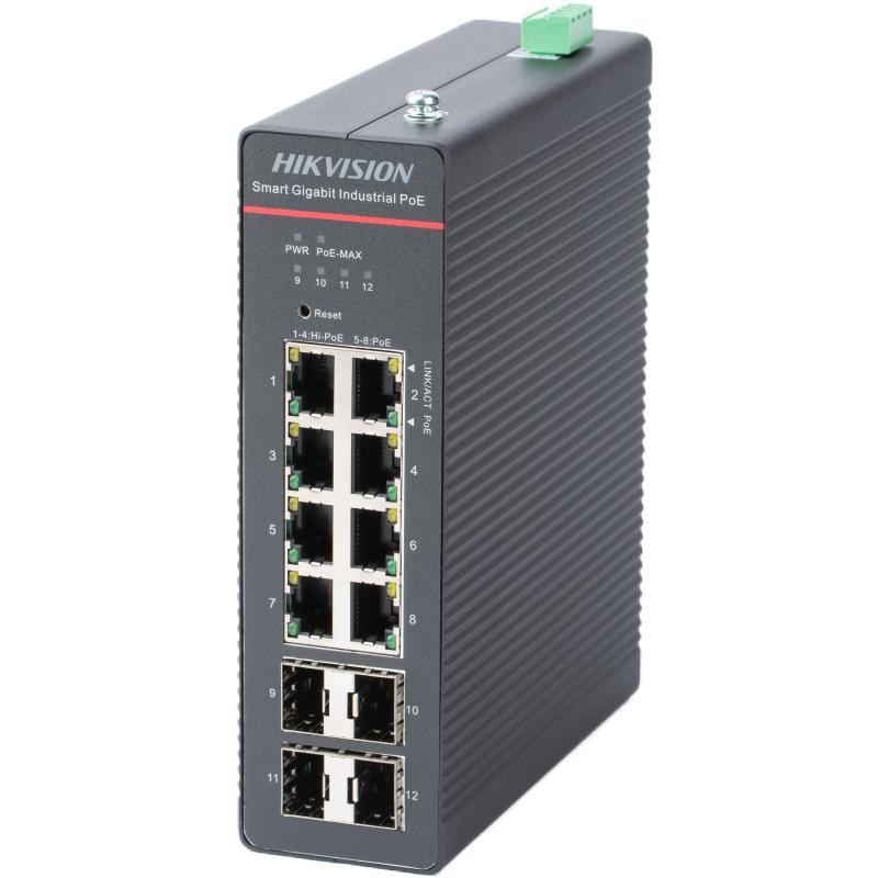 Hikvision DS-3T1512HP-SI-8P4F 8Port GE+4Sfp Yönetilebilir Poe Endüstriyel 300W S