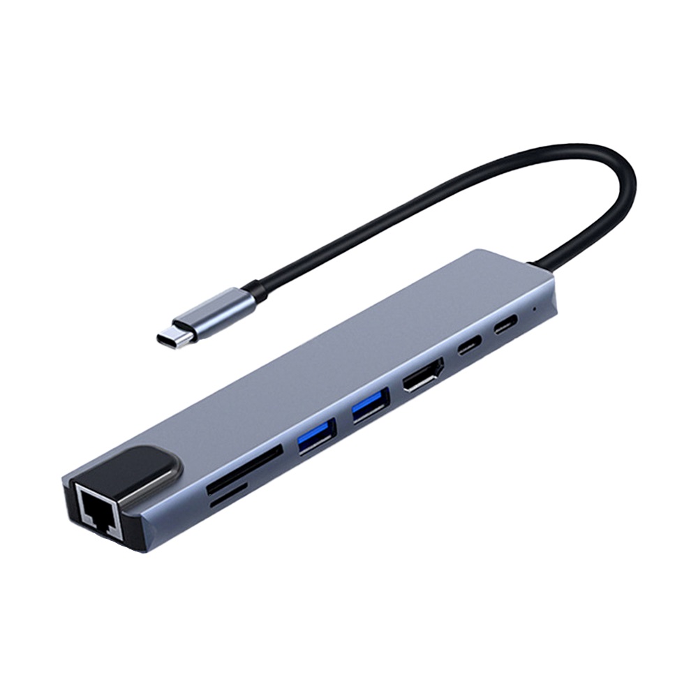 Frisby FA-7682C Type-C - 8 in 1 RJ45+TF/SD+HDMI+USB+Type-C+PD Çevirici
