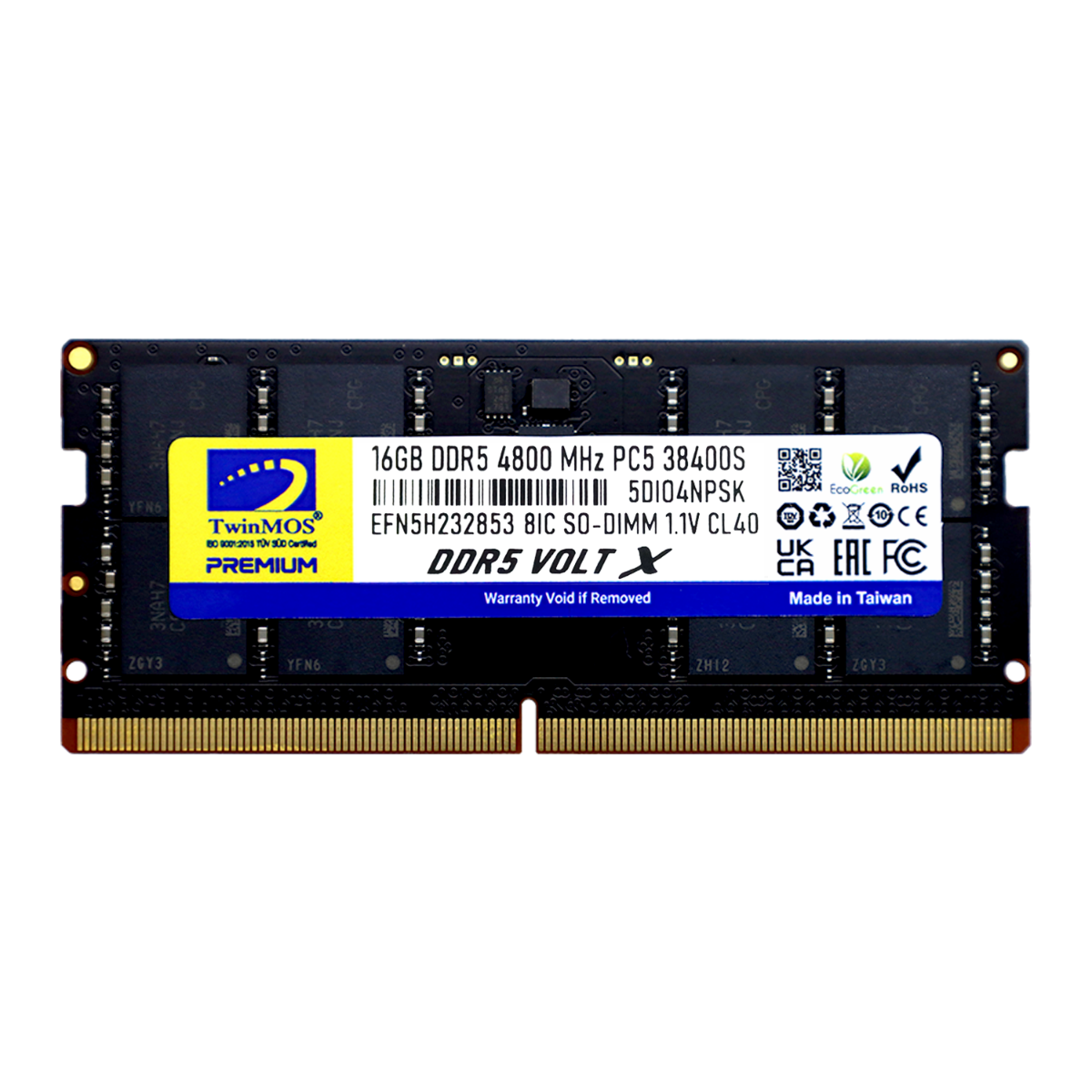 Twinmos Sodimm 16GB 4800MHz DDR5 CL40 Notebook Bellek (TMD516GB4800S40)