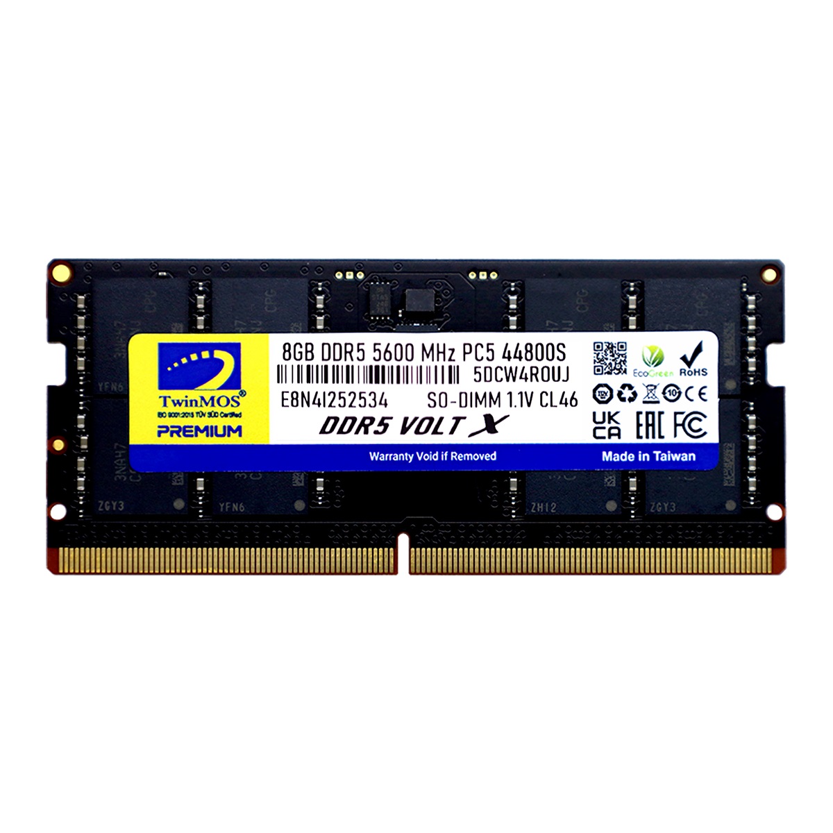 Twinmos Sodimm 8GB 5600MHz DDR5 CL46 Notebook Bellek (TMD58GB5600S46)