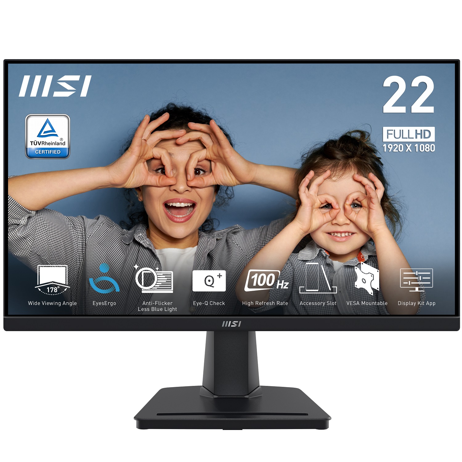 21.5" MSI PRO MP225V 1ms 100Hz FHD HDMI D-Sub VA Vesa  Flat Monitör