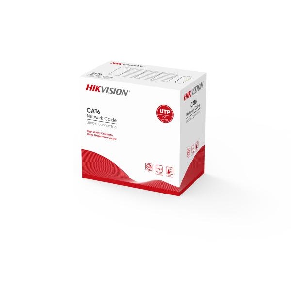 Hikvision DS-1LN6U-G Cat6 UTP 23AWG Tam Bakır Kablo Gri 305Mt