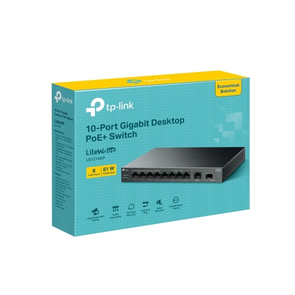 Tp-Link 10Port LS1210GP Gigabit 8xPoE Desktop Yönetilemez Switch