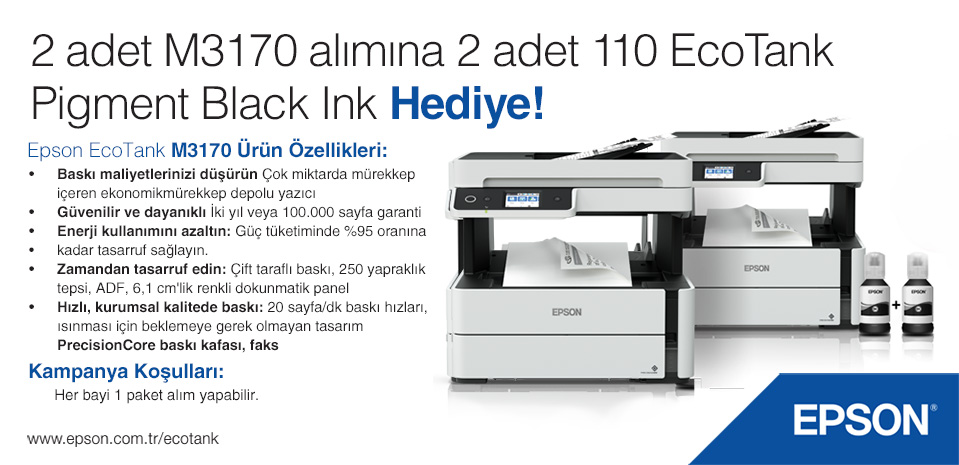 Epson 2 Adet M3170 Alımına Mürekkep Hediye